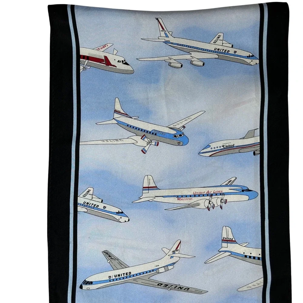Vintage Clipped Wings United Air Lines Capital Airlines Silk Aviation Scarf